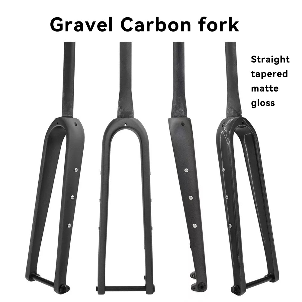 Full Carbon fiber Road Bike Gravel Fork 1 1/8 in Straight / Tapered Tube 700C Flat Disc Brake