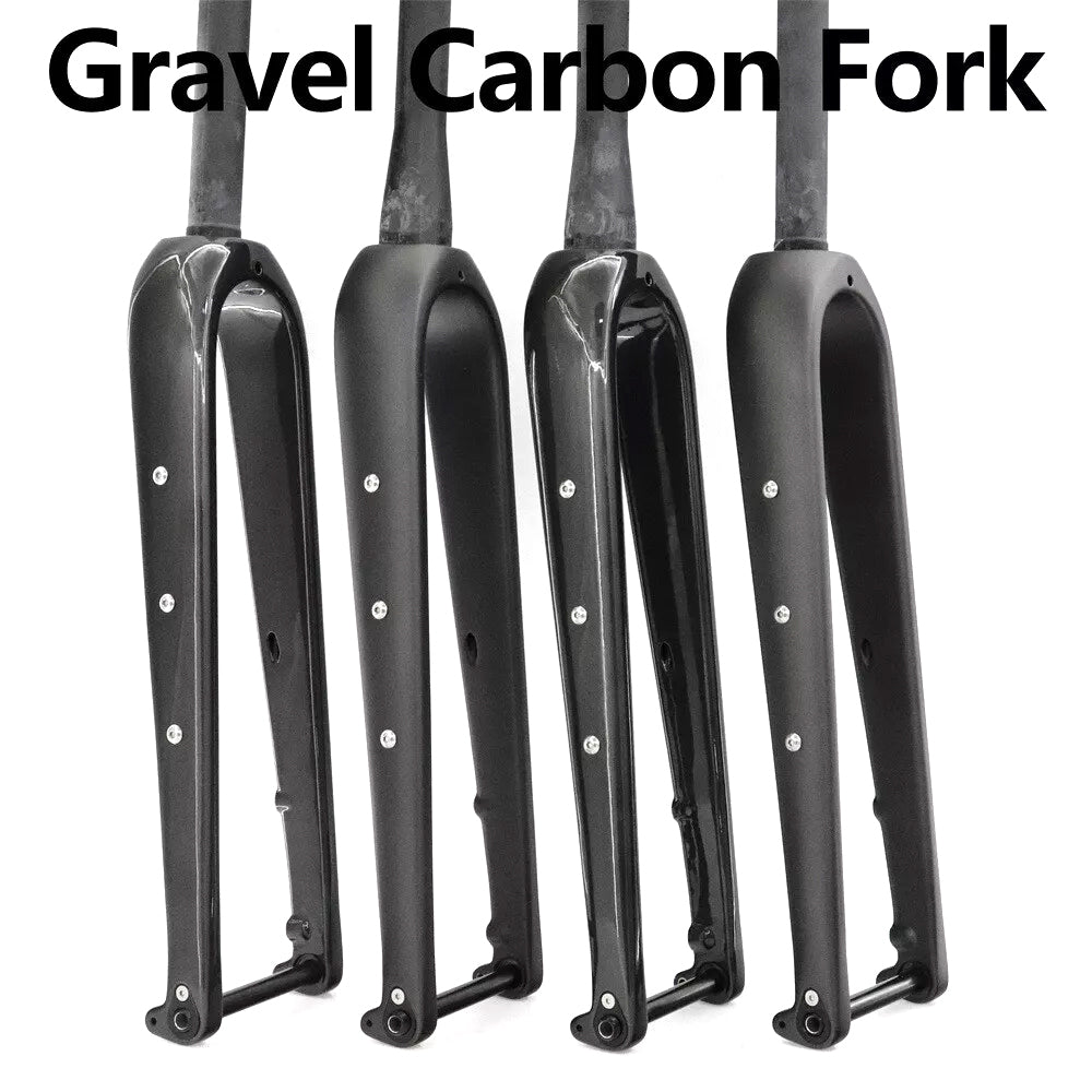 Full Carbon fiber Road Bike Gravel Fork 1 1/8 in Straight / Tapered Tube 700C Flat Disc Brake