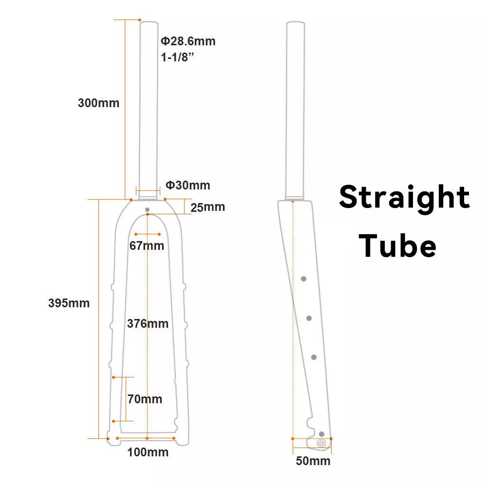 Full Carbon fiber Road Bike Gravel Fork 1 1/8 in Straight / Tapered Tube 700C Flat Disc Brake