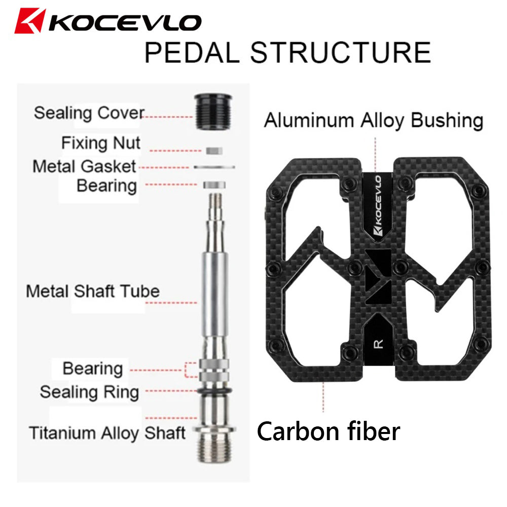 Bicycle Ultralight MTB Carbon Fiber Titanium Axle 3 Bearing Pedals