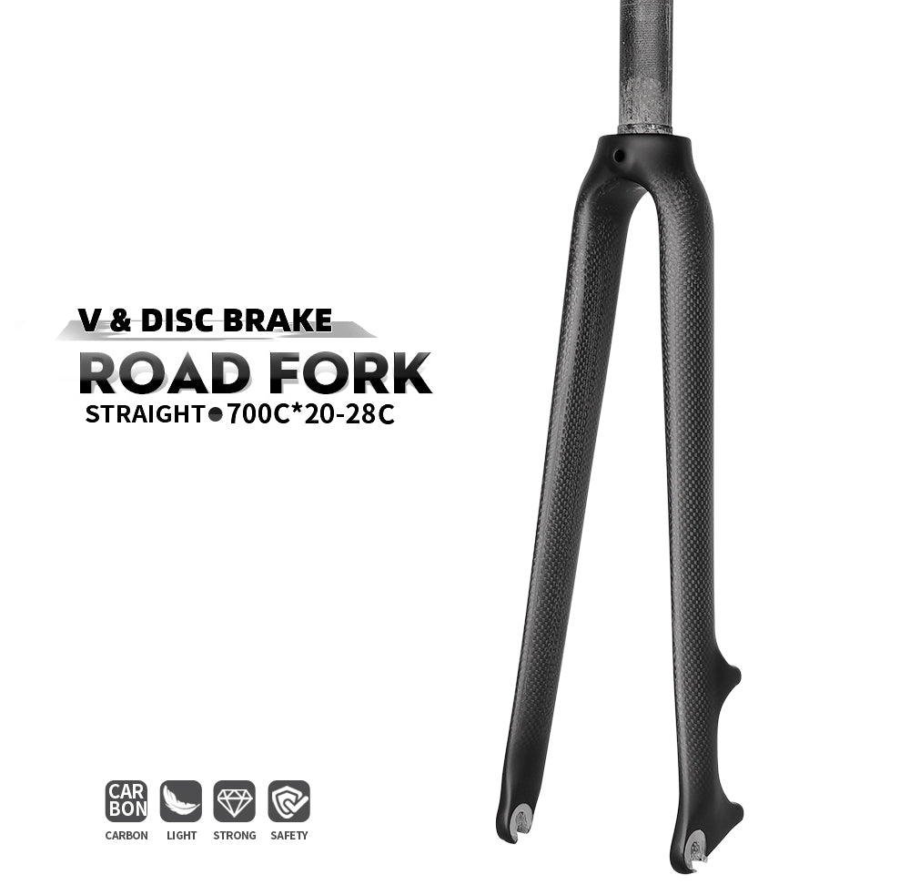 700C 25c 1 1/8 V & Disc Brake 3K Carbon Fiber Road Bike Bicycle Fork