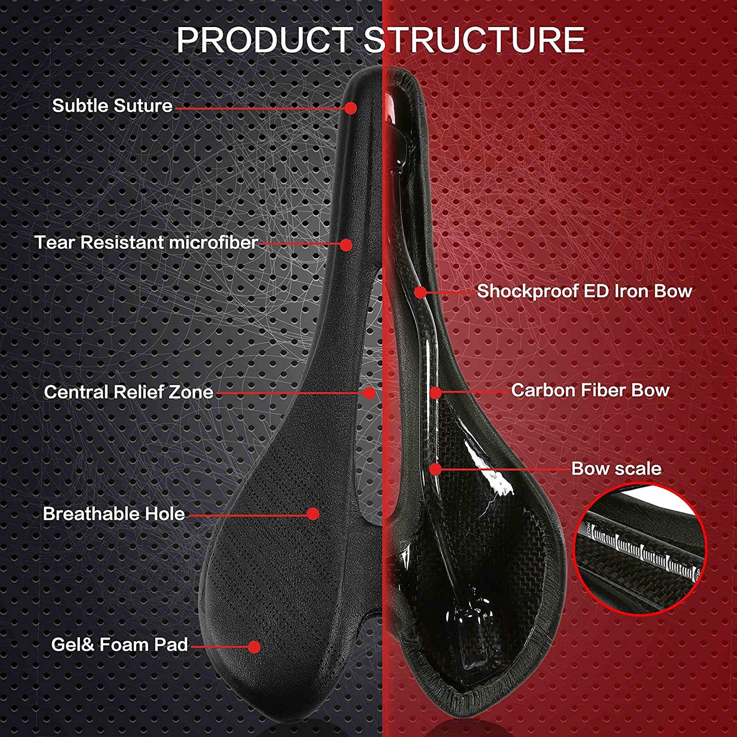 carbon fiber bicycle MTB / road bike saddle