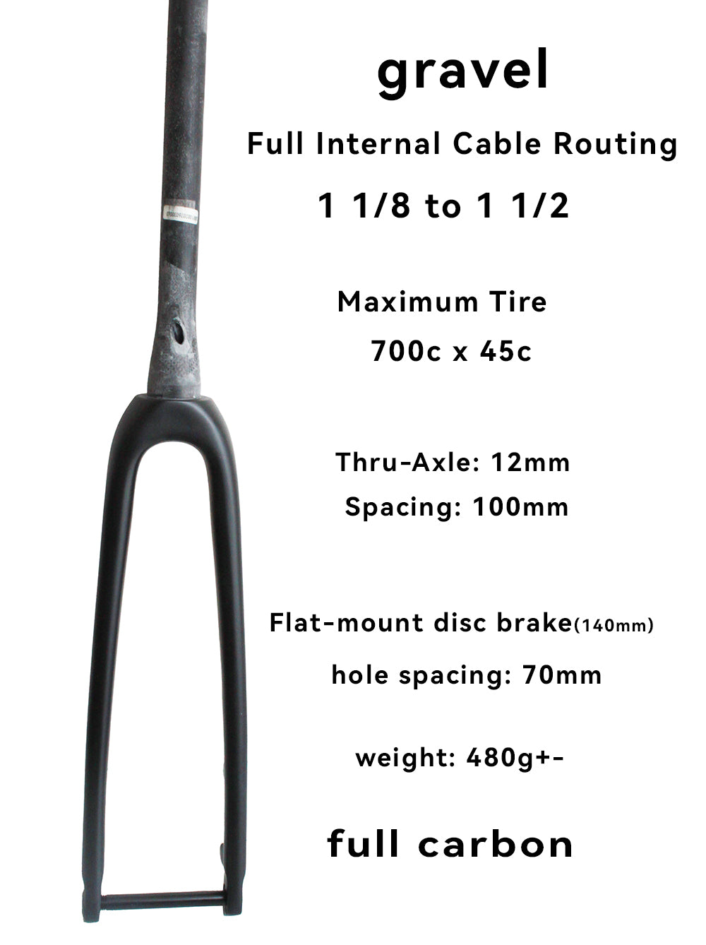 carbon gravel road bike 1 1/8 to 1 1/2 tapered fork Disc 700C Full Internal Cable Routing 12mm Thru Axle