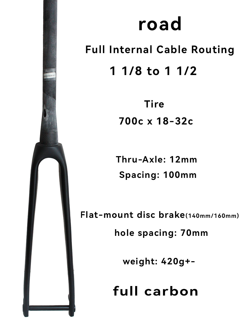 carbon gravel road bike 1 1/8 to 1 1/2 tapered fork Disc 700C Full Internal Cable Routing 12mm Thru Axle
