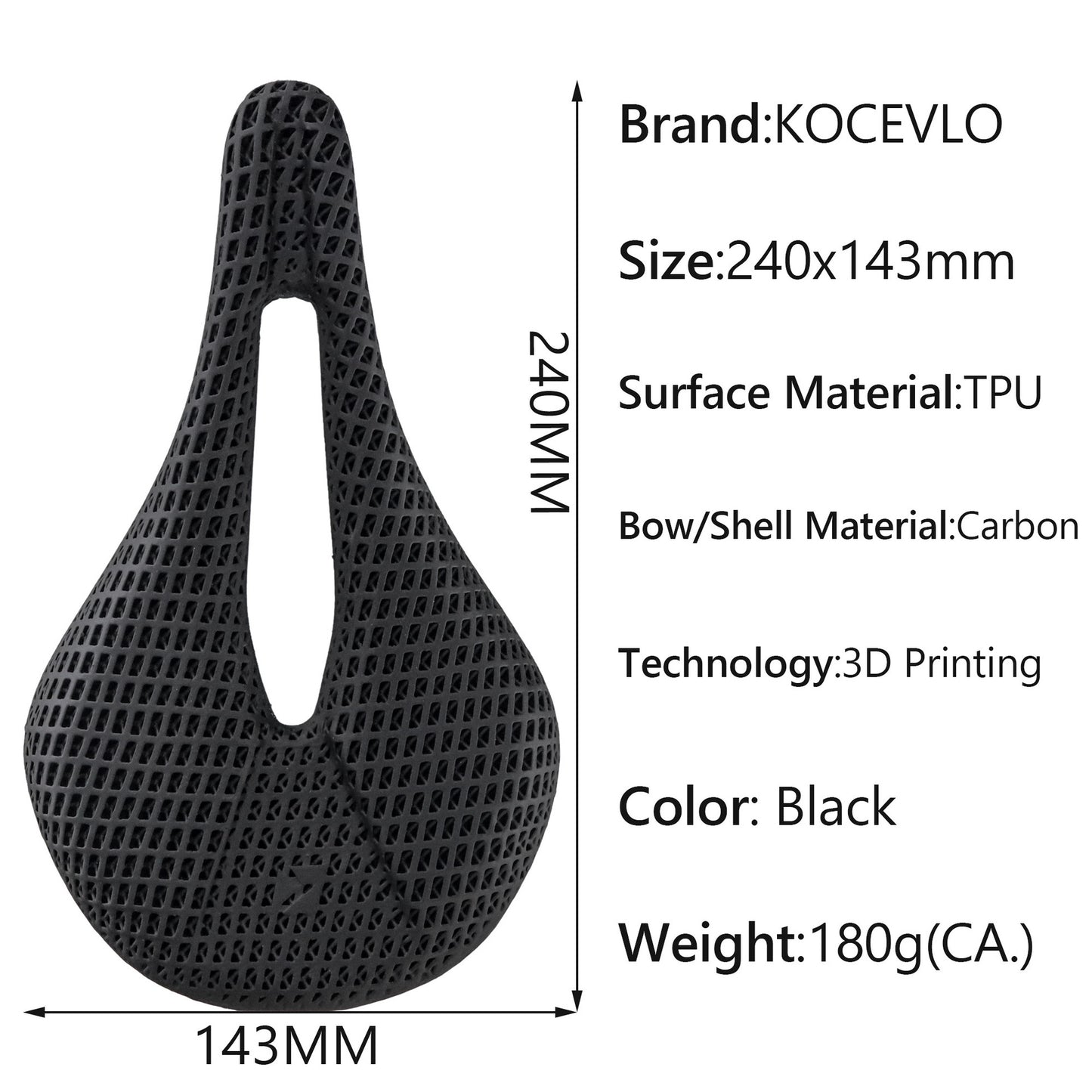 3D printed bicycle MTB Gravel road bike carbon fibre with TPU surface saddle