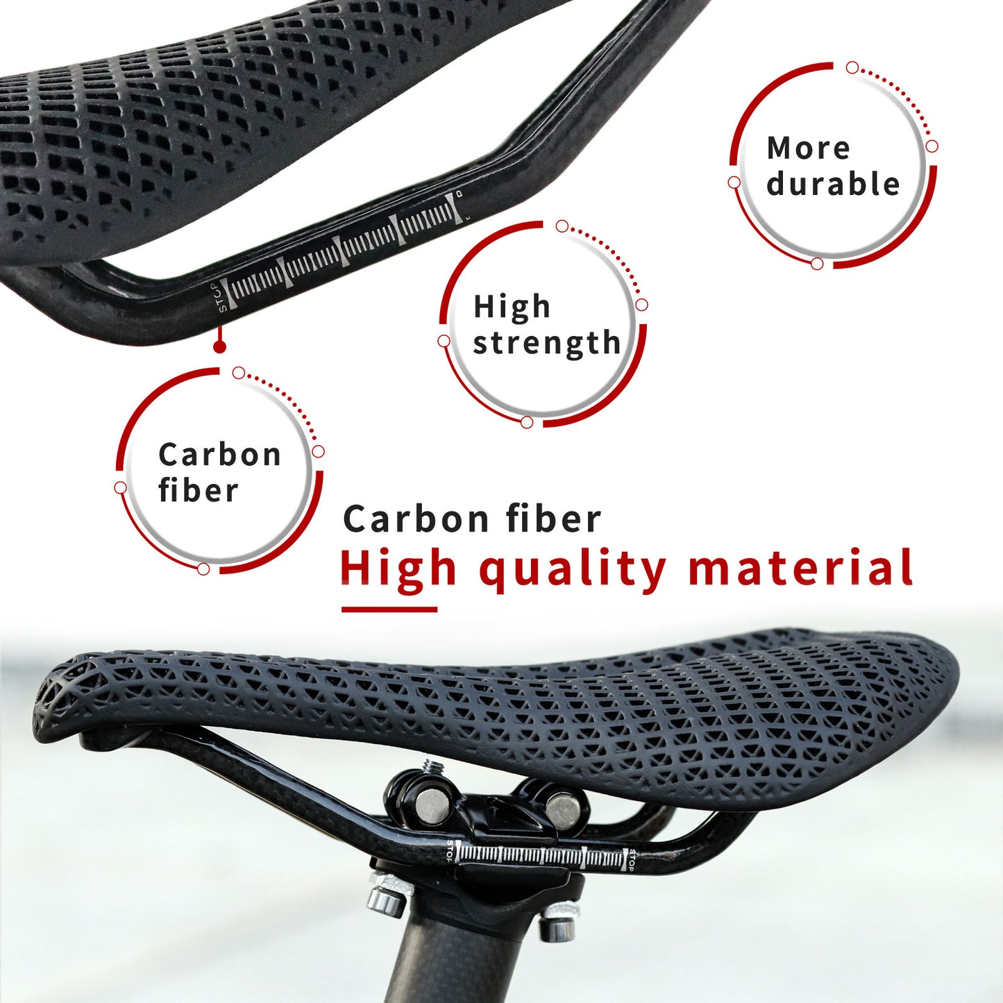 3D printed bicycle MTB Gravel road bike carbon fibre with TPU surface saddle