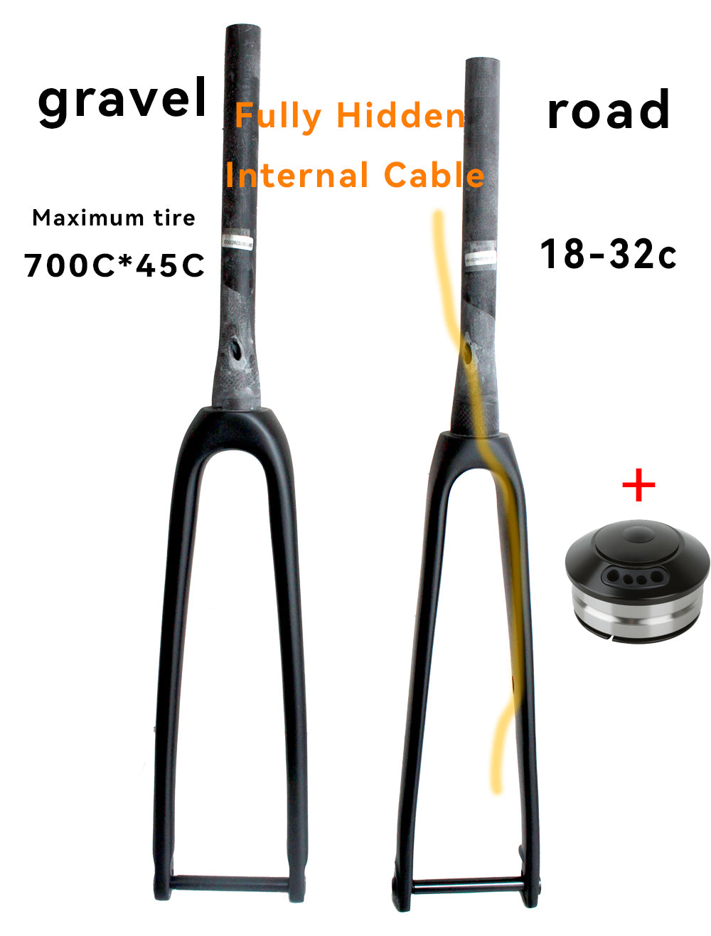 carbon gravel road bike 1 1/8 to 1 1/2 tapered fork Disc 700C Full Internal Cable Routing 12mm Thru Axle